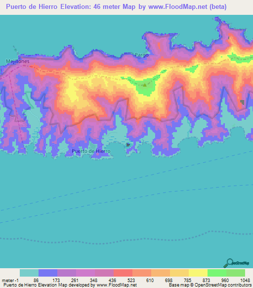 Puerto de Hierro,Venezuela Elevation Map