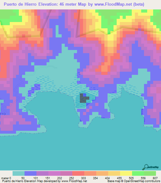 Puerto de Hierro,Venezuela Elevation Map