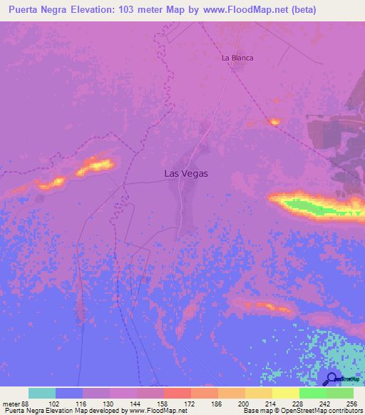 Puerta Negra,Venezuela Elevation Map