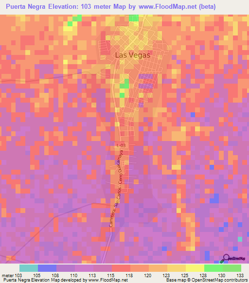 Puerta Negra,Venezuela Elevation Map