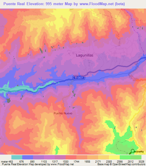 Puente Real,Venezuela Elevation Map