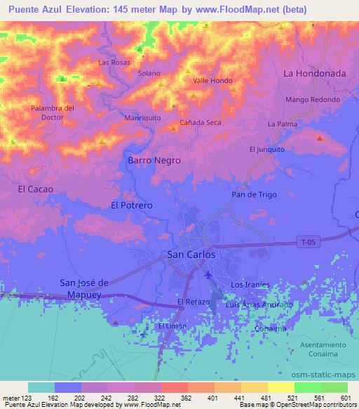 Puente Azul,Venezuela Elevation Map