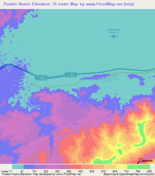 Pueblo Nuevo,Venezuela Elevation Map