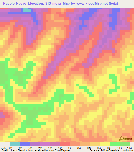 Pueblo Nuevo,Venezuela Elevation Map