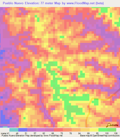 Pueblo Nuevo,Venezuela Elevation Map