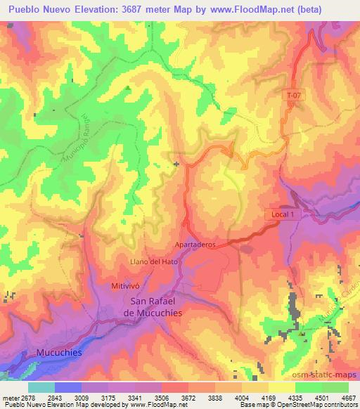 Pueblo Nuevo,Venezuela Elevation Map
