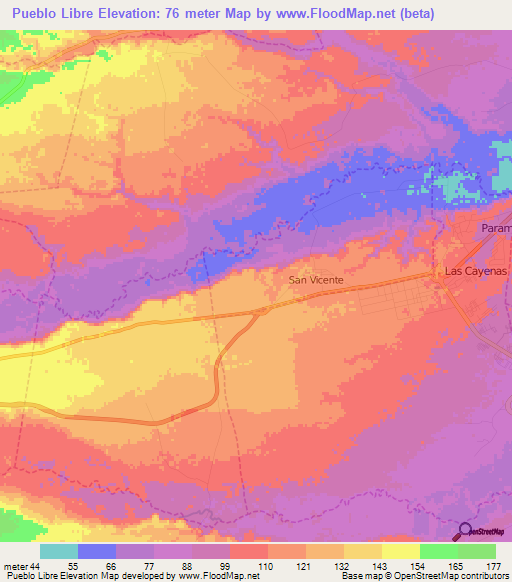 Pueblo Libre,Venezuela Elevation Map