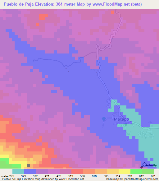 Pueblo de Paja,Venezuela Elevation Map