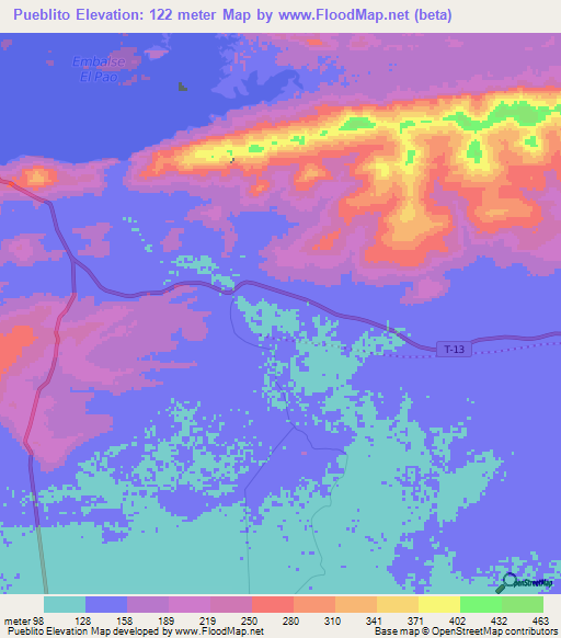 Pueblito,Venezuela Elevation Map
