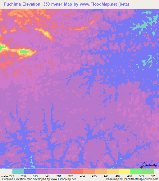 Puchima,Venezuela Elevation Map
