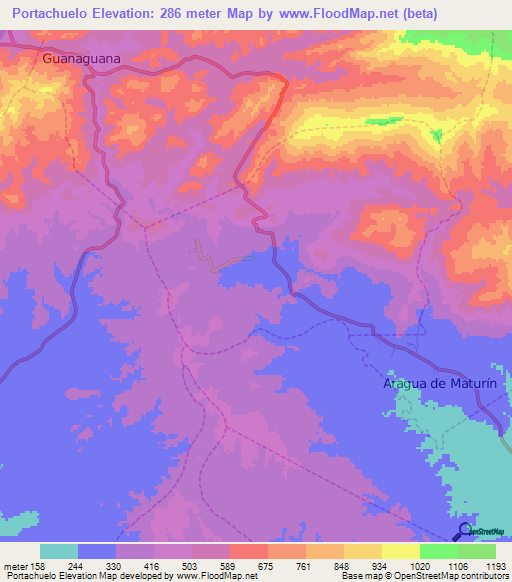 Portachuelo,Venezuela Elevation Map