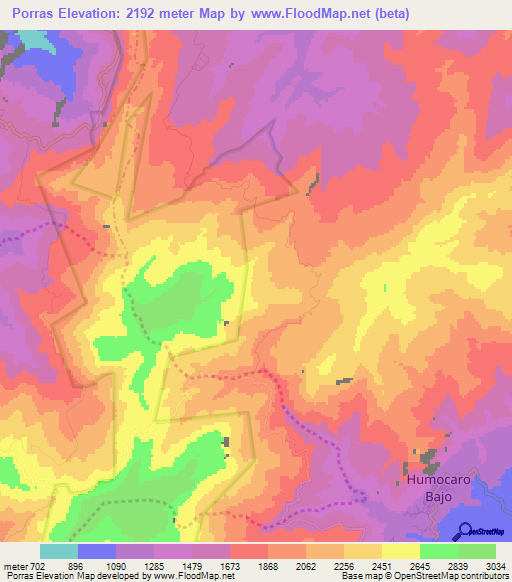 Porras,Venezuela Elevation Map