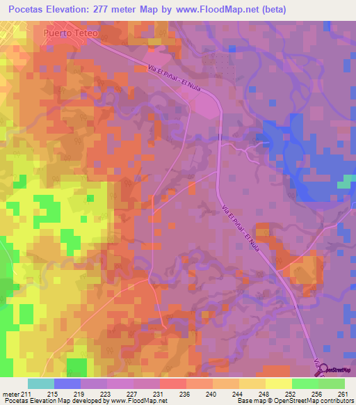 Pocetas,Venezuela Elevation Map