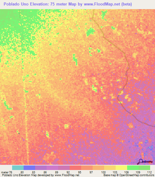 Poblado Uno,Venezuela Elevation Map