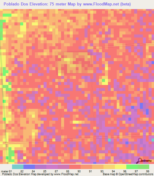 Poblado Dos,Venezuela Elevation Map