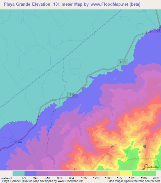 Playa Grande,Venezuela Elevation Map