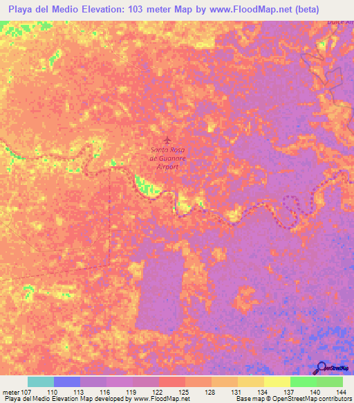 Playa del Medio,Venezuela Elevation Map