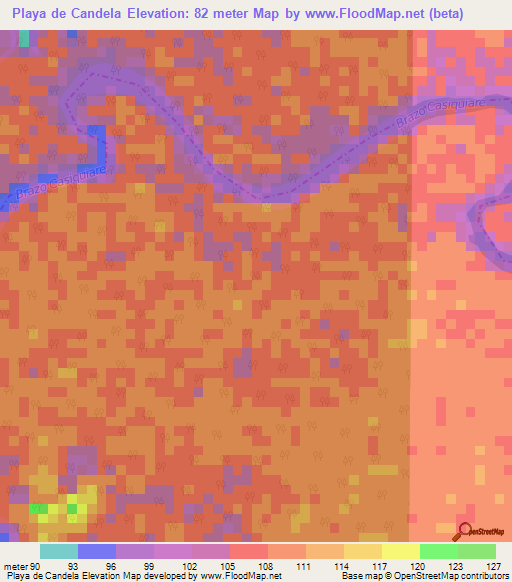 Playa de Candela,Venezuela Elevation Map