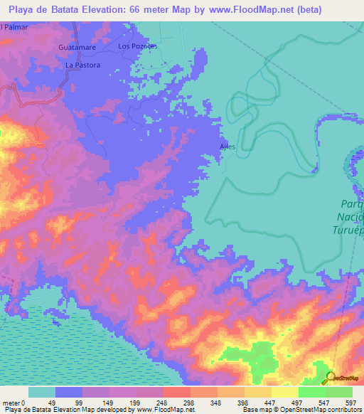 Playa de Batata,Venezuela Elevation Map