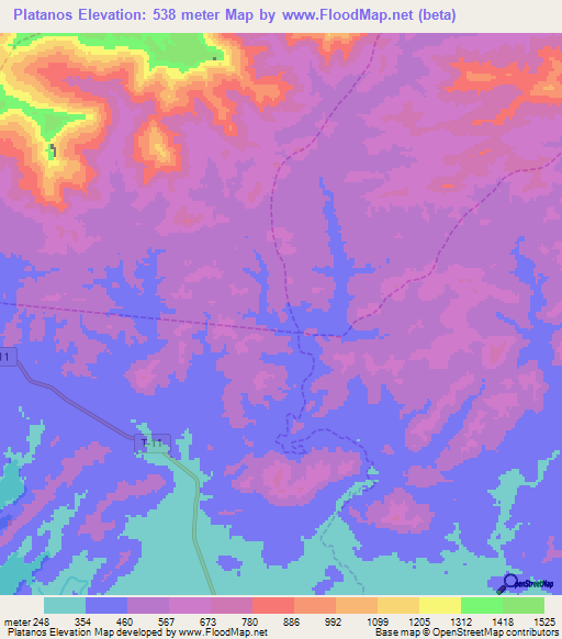 Platanos,Venezuela Elevation Map