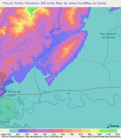 Piscuri Arriba,Venezuela Elevation Map