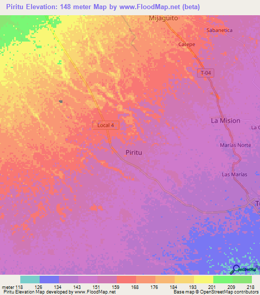 Piritu,Venezuela Elevation Map