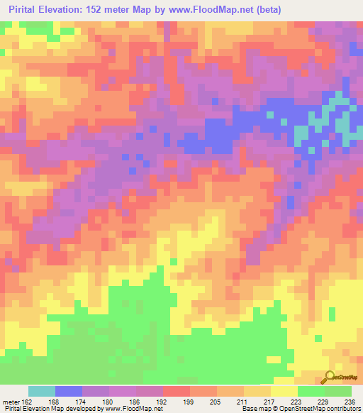 Pirital,Venezuela Elevation Map