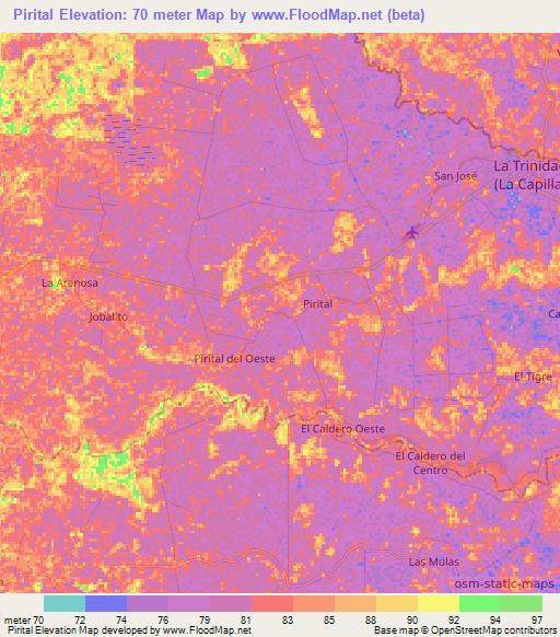 Pirital,Venezuela Elevation Map