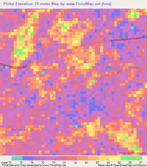 Pirital,Venezuela Elevation Map