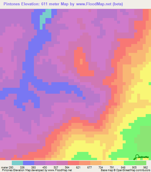 Pintones,Venezuela Elevation Map