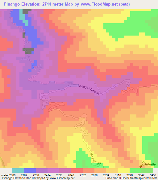 Pinango,Venezuela Elevation Map
