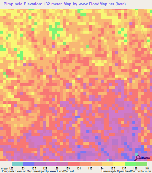 Pimpinela,Venezuela Elevation Map