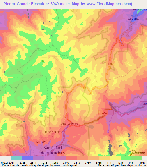Piedra Grande,Venezuela Elevation Map