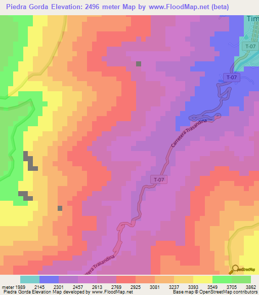 Piedra Gorda,Venezuela Elevation Map