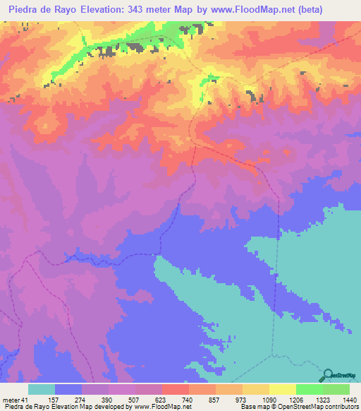 Piedra de Rayo,Venezuela Elevation Map