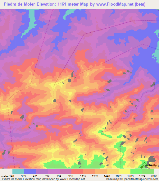 Piedra de Moler,Venezuela Elevation Map