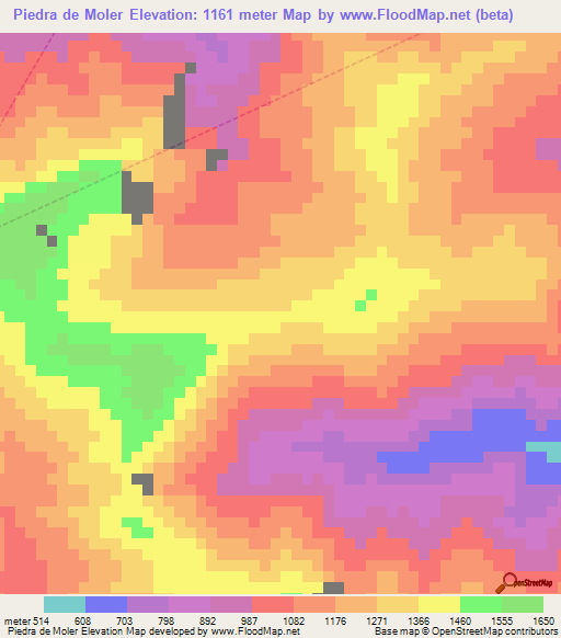 Piedra de Moler,Venezuela Elevation Map