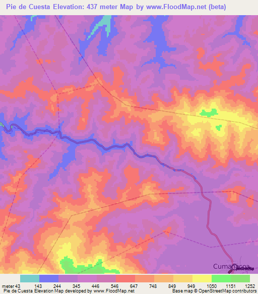 Pie de Cuesta,Venezuela Elevation Map