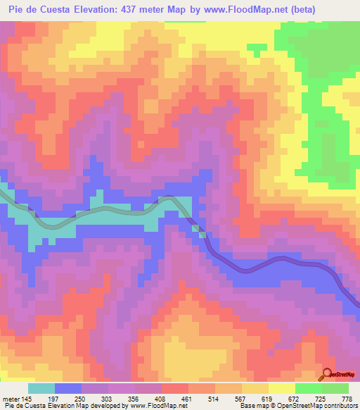 Pie de Cuesta,Venezuela Elevation Map
