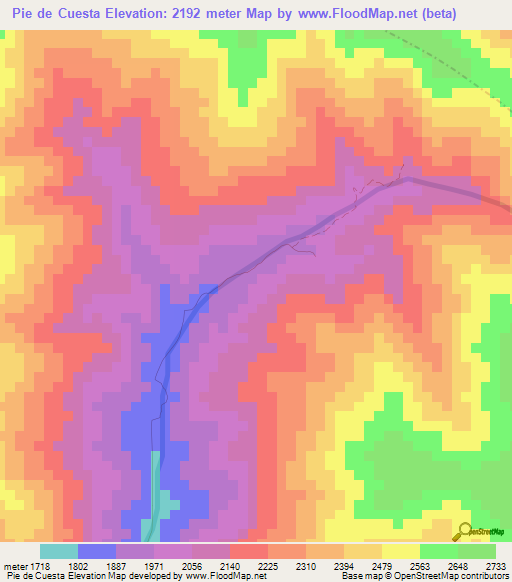 Pie de Cuesta,Venezuela Elevation Map