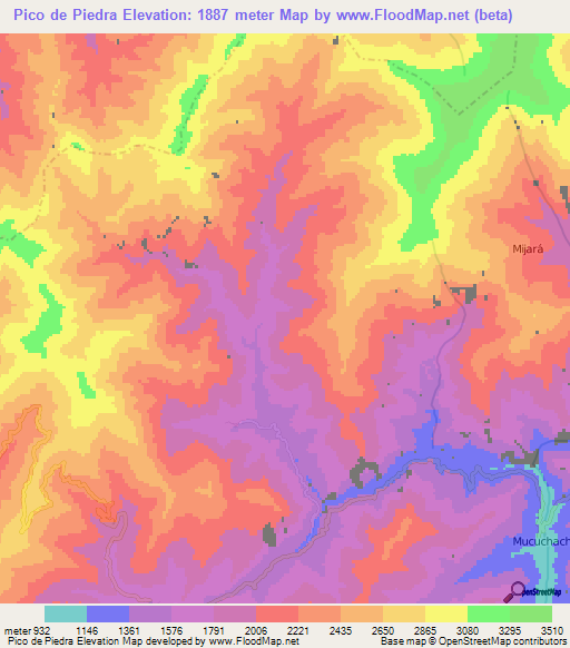 Pico de Piedra,Venezuela Elevation Map