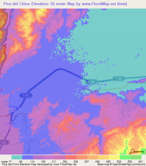 Pica del Chino,Venezuela Elevation Map