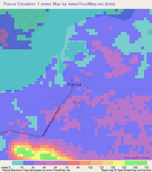Piacoa,Venezuela Elevation Map