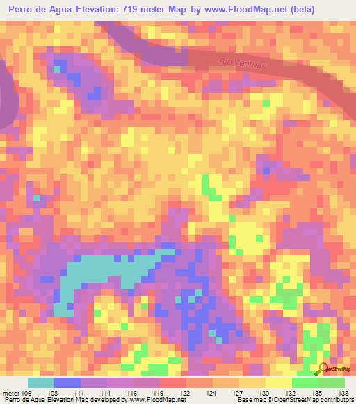 Perro de Agua,Venezuela Elevation Map