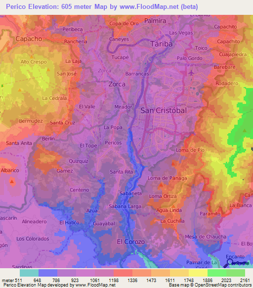 Perico,Venezuela Elevation Map