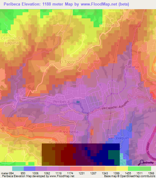 Peribeca,Venezuela Elevation Map