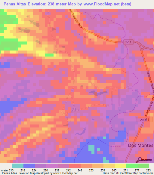 Penas Altas,Venezuela Elevation Map
