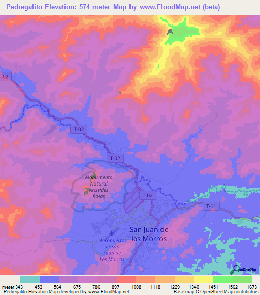 Pedregalito,Venezuela Elevation Map