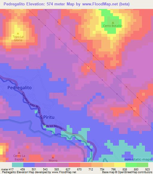 Pedregalito,Venezuela Elevation Map