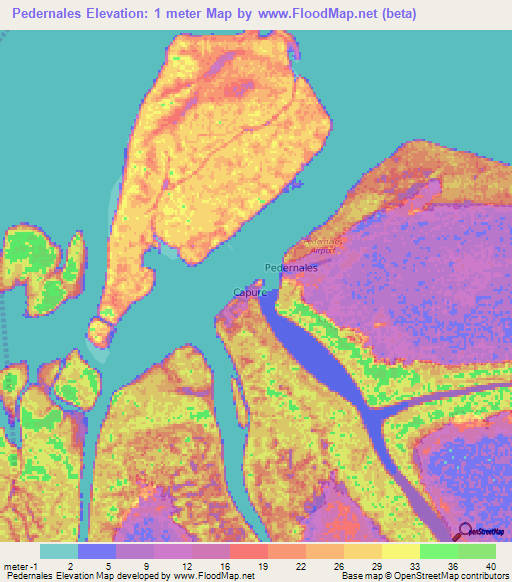 Pedernales,Venezuela Elevation Map